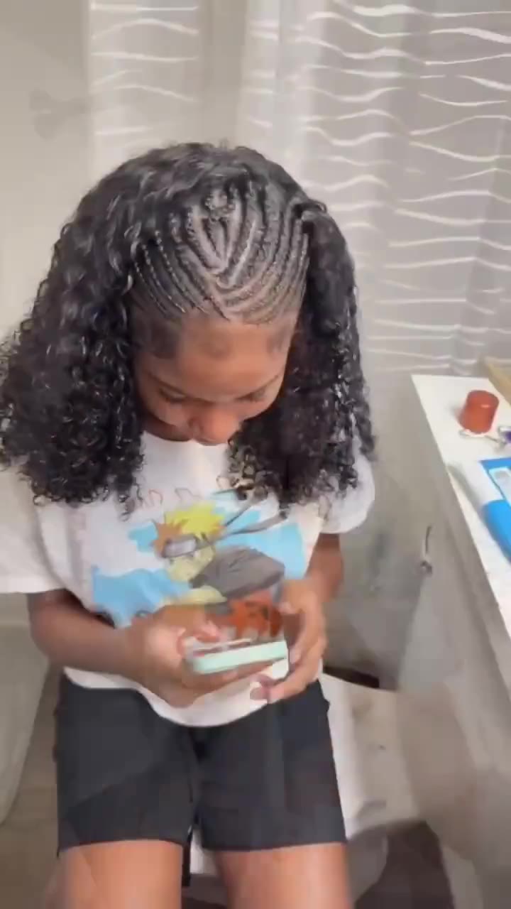 Kids braided style with curls